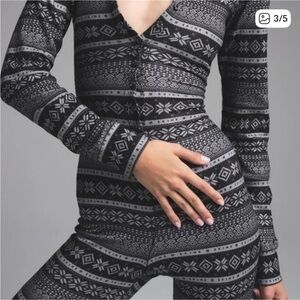 NEW SKIMS Logo Plush Pointelle Henley Pajama Jumpsuit Black Size Large